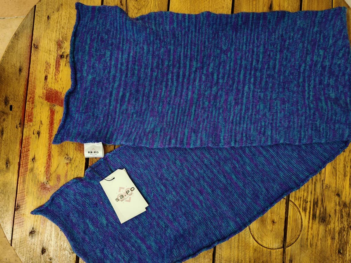 Sciarpa 100% cashmere - fiammata azzurro e blu