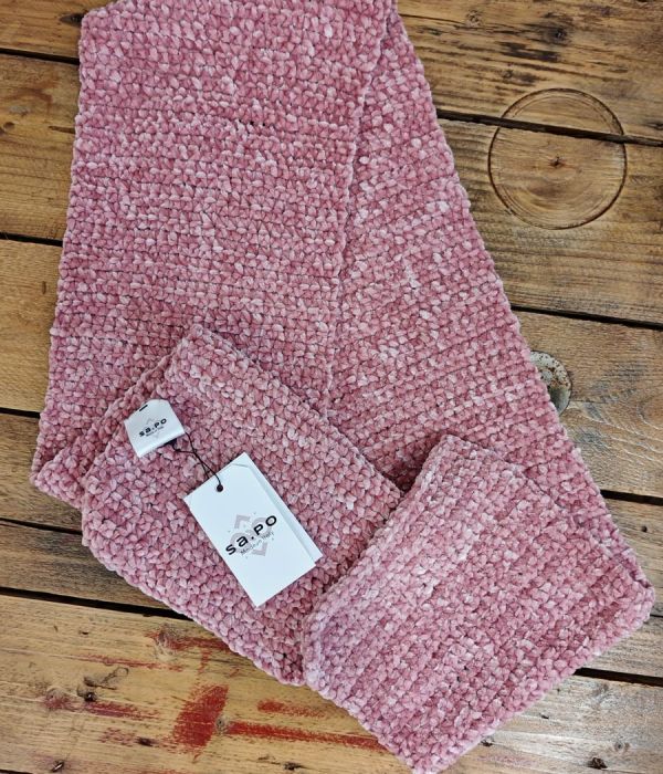 Sciarpa 100% ciniglia - rosa antico