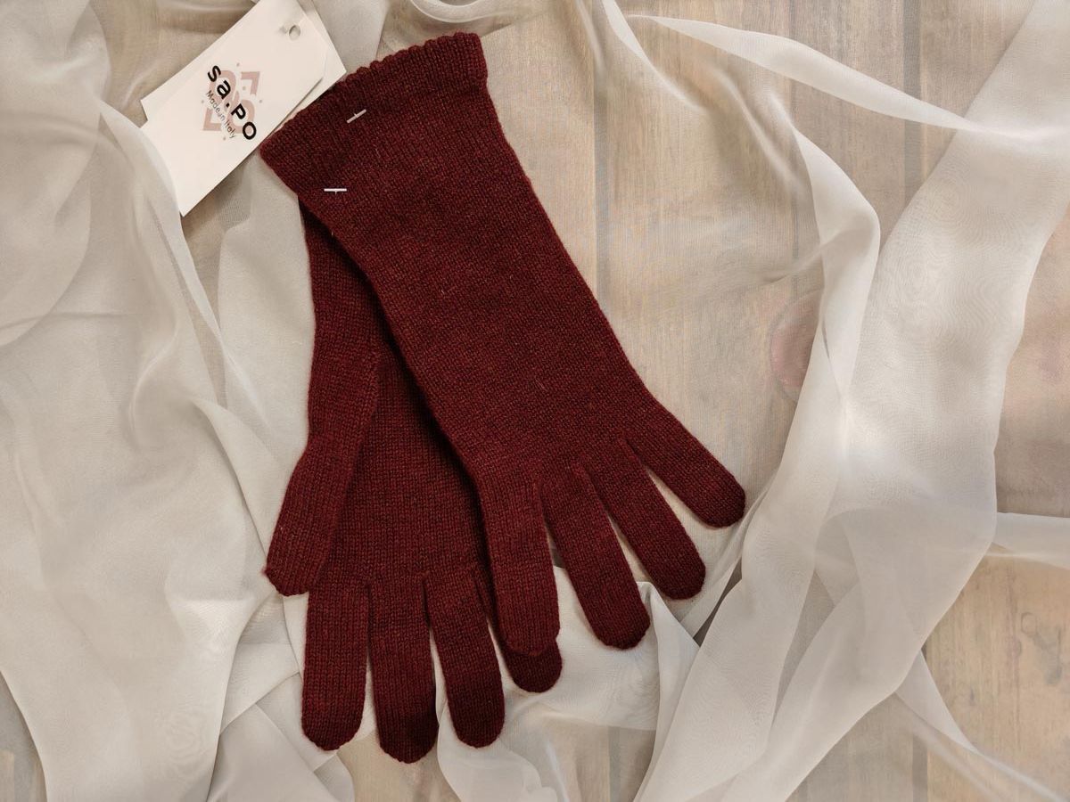 Guanti 100% cashmere - bordeaux