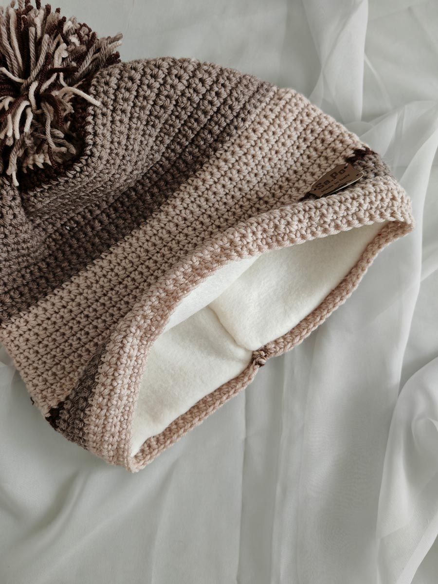 Crochet Beanie – Cuffia Uncinetto - Height  23 CM X CIRC. 56 CM - Beige