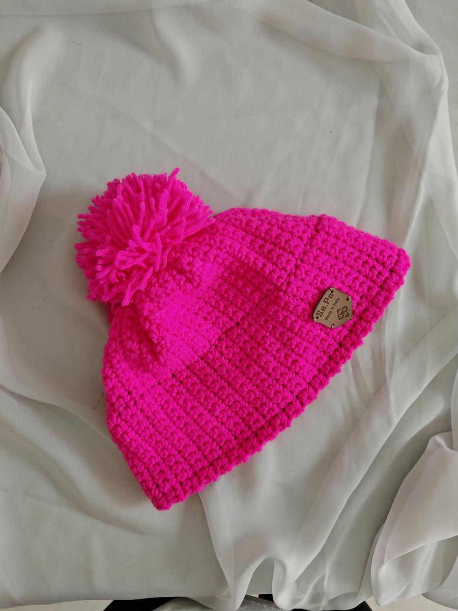 Cuffia Uncinetto - H. 18 CM X CIRC. 56 CM - Fucsia