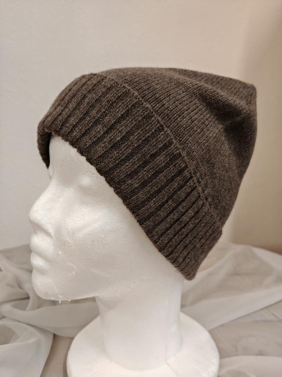 Cuffia 100% lana merinos - Brown Melange