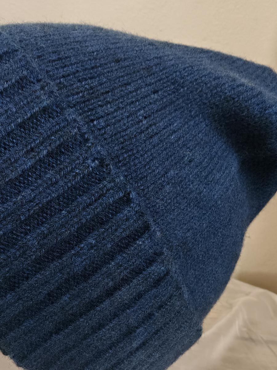 Cuffia 100% lana merinos - Blu melange