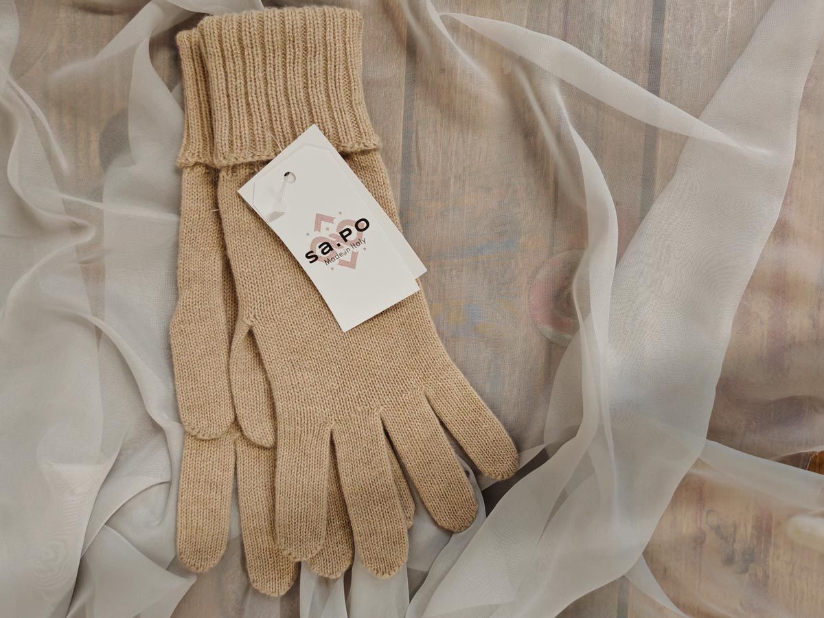 Guanti 100% lana merinos - Beige
