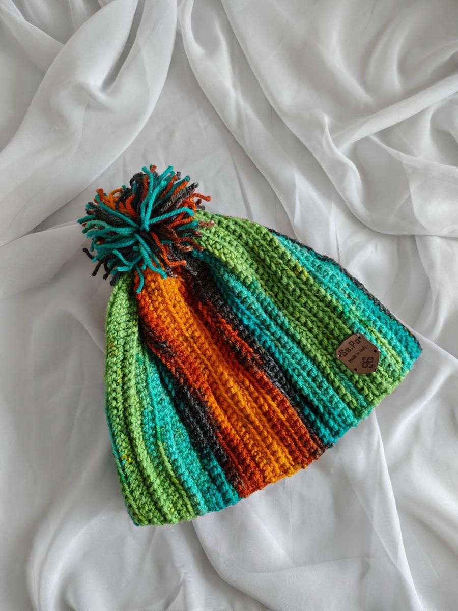 Cuffia Uncinetto - H. 23 CM X CIRC. 56 CM - Multicolor