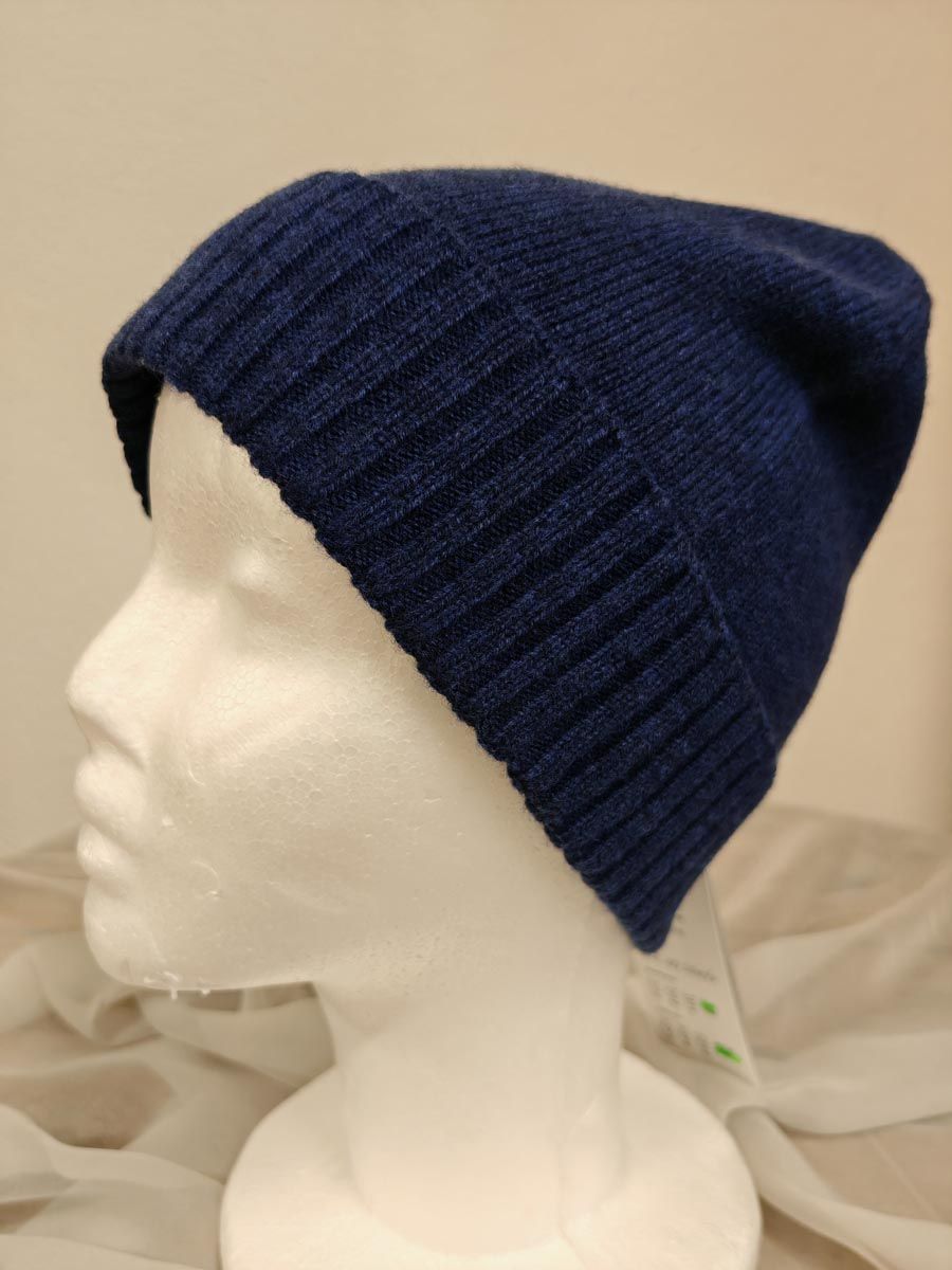 Cuffia 100% lana merinos - Blu melange
